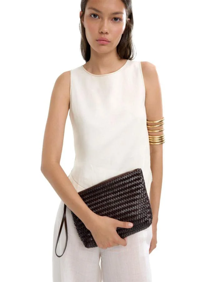 Parfois Brown Handbag With Braided Leather for Women | Best Price UAE