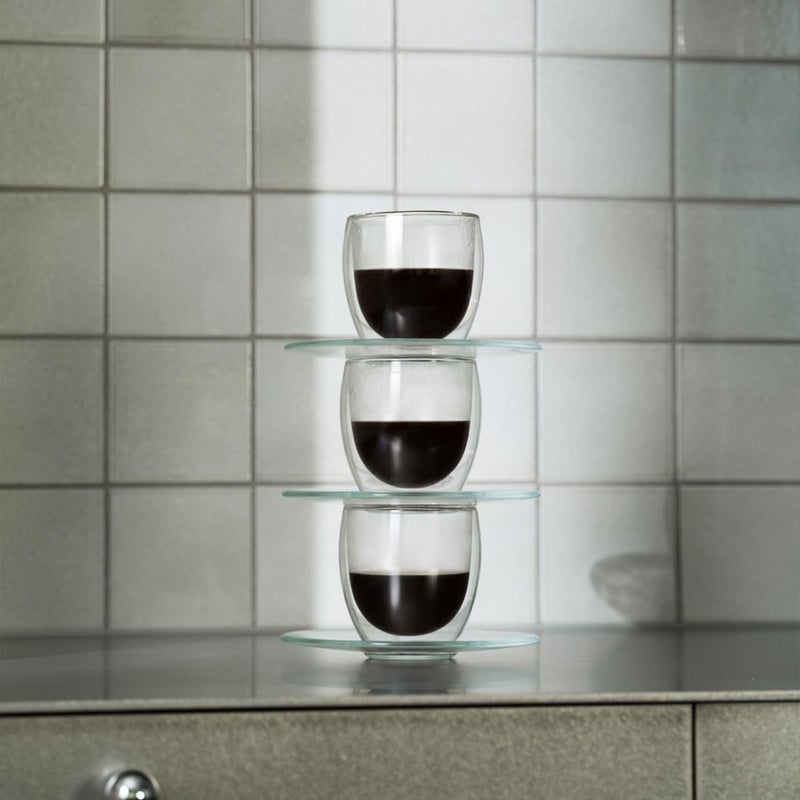 bodum Double Walled Glasses Pack of 6 PAVINA - 80ml Espresso Cups - Dishwasher Safe Thermal Cup - Mouth-Blown Borosilicate Glass - Image 2