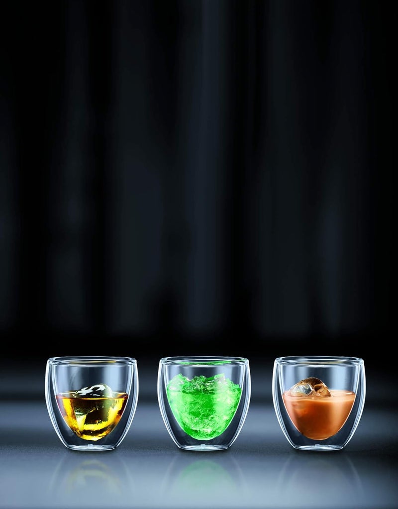 bodum Double Walled Glasses Pack of 6 PAVINA - 80ml Espresso Cups - Dishwasher Safe Thermal Cup - Mouth-Blown Borosilicate Glass - Image 4
