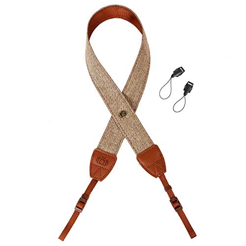 WANBY Camera Strap Brown Canvas Neck Shoulder Strap with Quick Release Buckles for DSLR SLR - Image 3