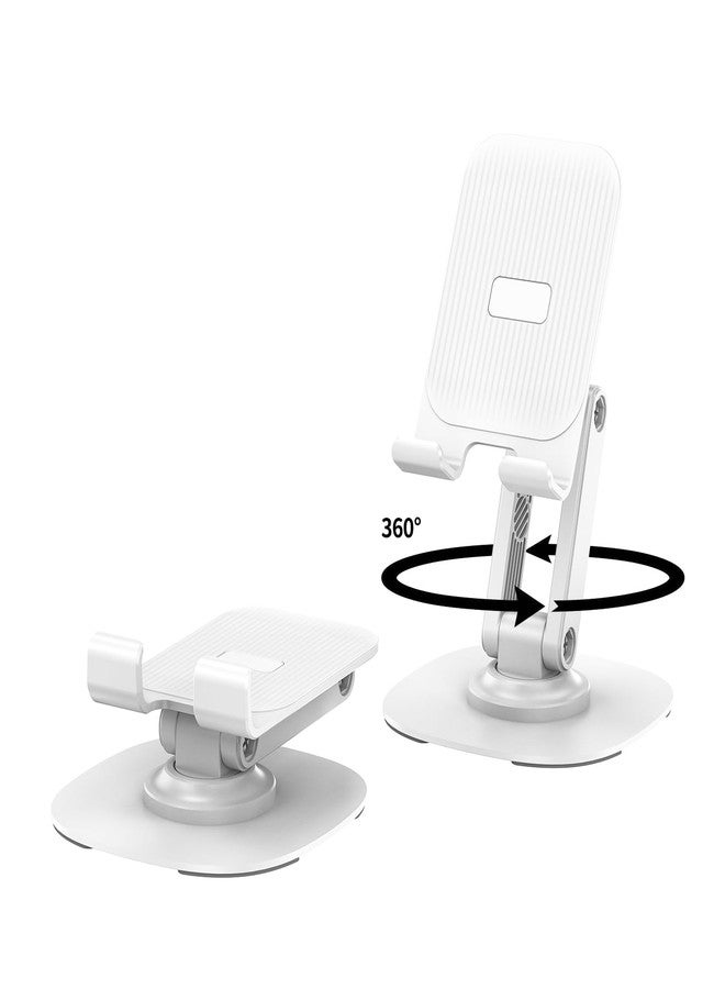 CXTX 360° Degree Rotating Mobile Phone Holder,Fully Adjustable Foldable Desktop Phone Holder Stand Base,Foldable Desktop Cell Phone Stands for iPhone17 16 15 Pro Xr Xs Max X Plus iPad Samsung (K69-White) - Image 1