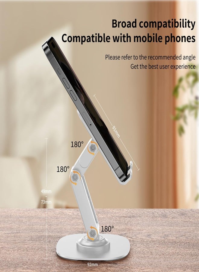 CXTX 360° Degree Rotating Mobile Phone Holder,Fully Adjustable Foldable Desktop Phone Holder Stand Base,Foldable Desktop Cell Phone Stands for iPhone17 16 15 Pro Xr Xs Max X Plus iPad Samsung (K69-White) - Image 4