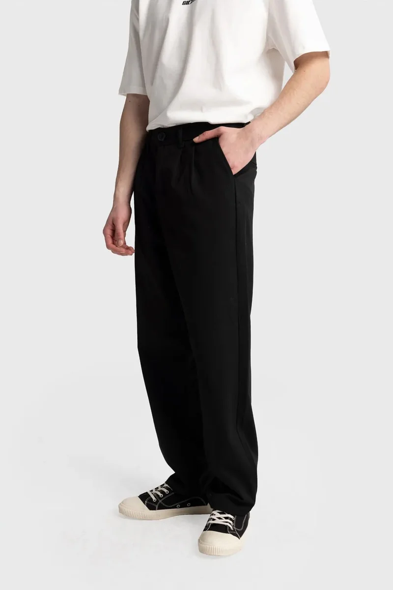 Giesto Black GIESTO Pleated Straight Leg Pants for Men | Best Price UAE