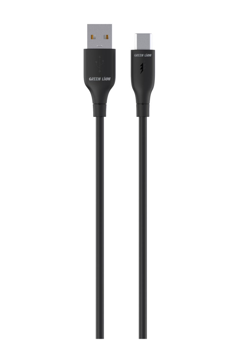 GREEN LION USB-A to USB-C PVC Cable / 1m Cable Length / High Transfer Speed / 15W Power Charging / Secure & Safe / Wide Compatible / Charge & Sync / 10,000 Bends Life Span - Black - Image 1