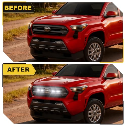 BreTrewri Front Grille Grill Lights for 2024 2025 Toyota Tacoma SR SR5 Led Grill Light Accessories(for SR sr5 only-LED-White) - Image 2