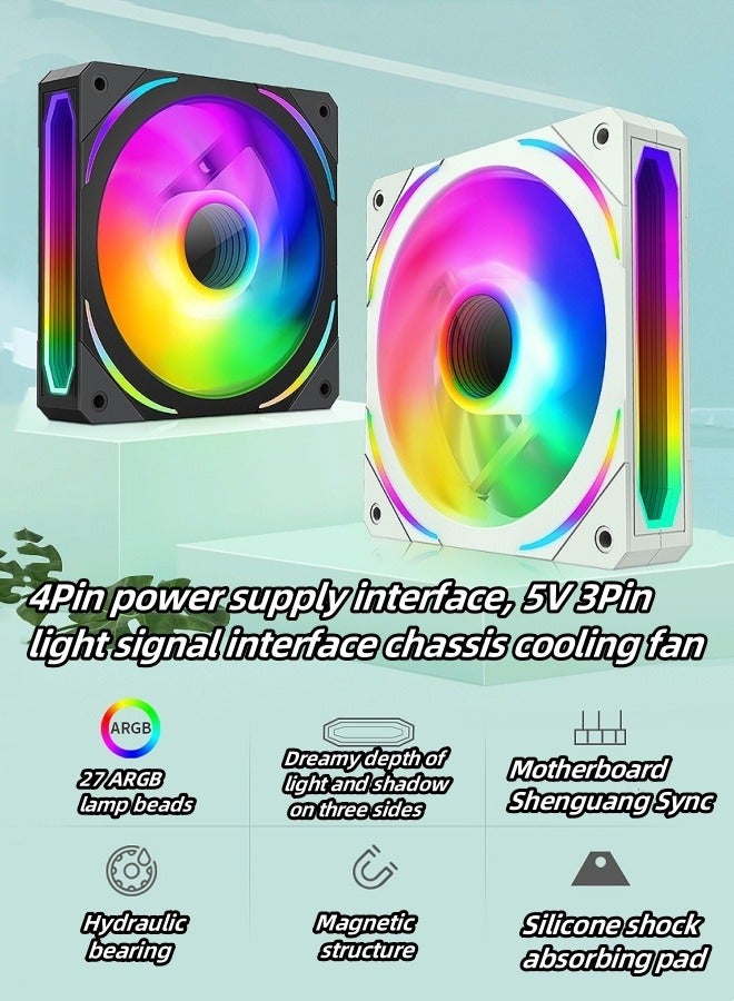 M MIAOYAN New ARGB case fan 12CM desktop computer cooling glare air cooler internal and external luminous silent computer case fan - Image 2
