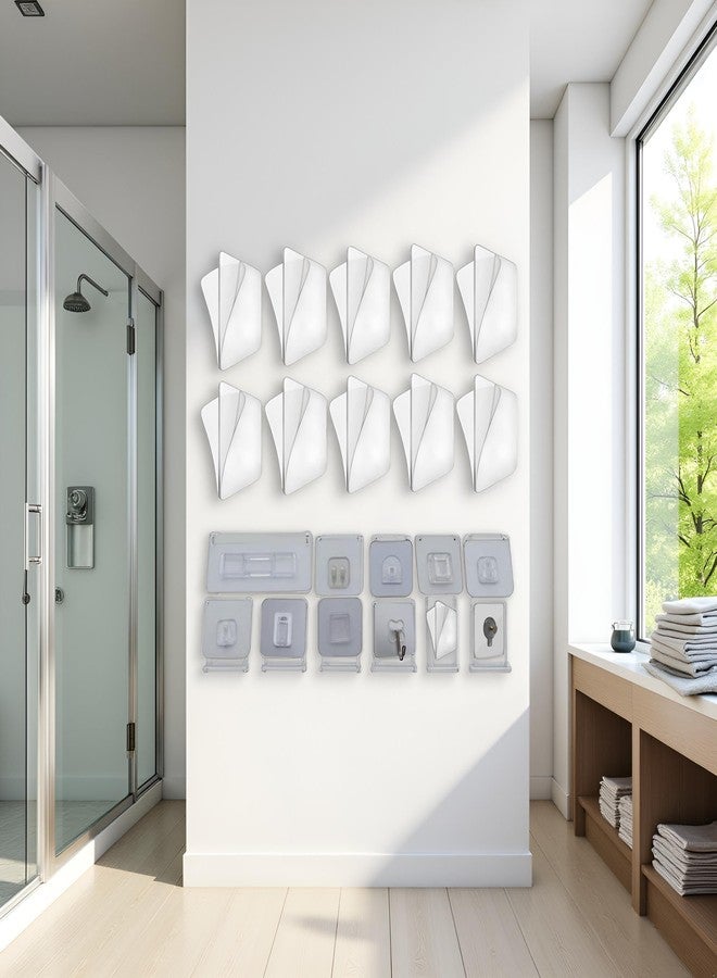 Sluswallow 10Pcs Transparent Wall Mounted Replacement Sticky Pads for Kitchen Bathroom Shower Caddy Organizer Rack Holder Nail Free Adhesive Hooks Shower Accessories, Shower Caddies (Double-Sided Sticker) - Image 3