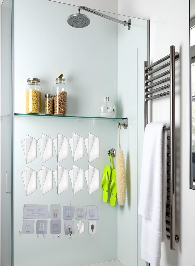 Sluswallow 10Pcs Transparent Wall Mounted Replacement Sticky Pads for Kitchen Bathroom Shower Caddy Organizer Rack Holder Nail Free Adhesive Hooks Shower Accessories, Shower Caddies (Double-Sided Sticker) - Image 4