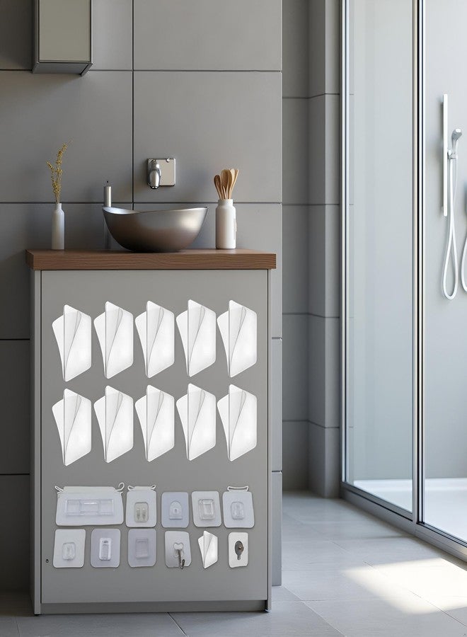 Sluswallow 10Pcs Transparent Wall Mounted Replacement Sticky Pads for Kitchen Bathroom Shower Caddy Organizer Rack Holder Nail Free Adhesive Hooks Shower Accessories, Shower Caddies (Double-Sided Sticker) - Image 5