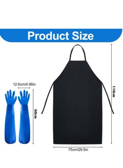 Excefore Elbow Length Gloves 60cm and Waterproof Leather Apron 110cm Aprons, Reusable PVC Gloves, Heavy Duty Waterproof Gloves and Aprons for Lab Kitchen  - Image 2
