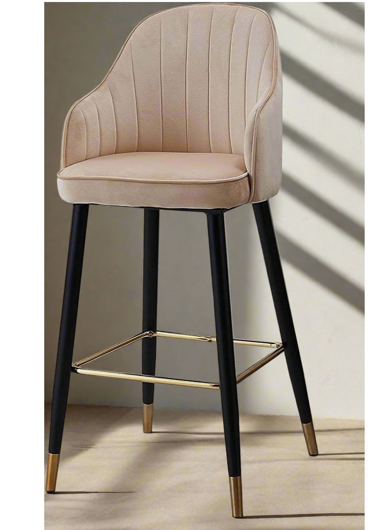 Wooden Twist Beige Modern Cafe Dining Chair With Metal Legs  - Image 2