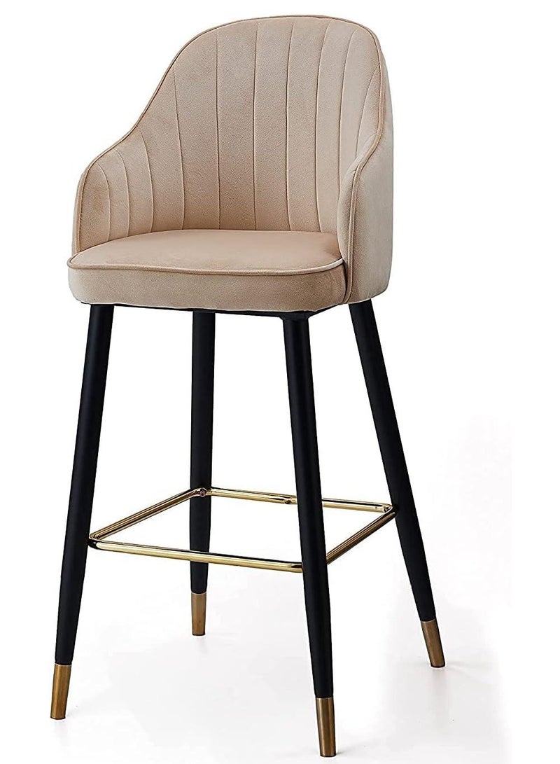Wooden Twist Beige Modern Cafe Dining Chair With Metal Legs  - Image 3