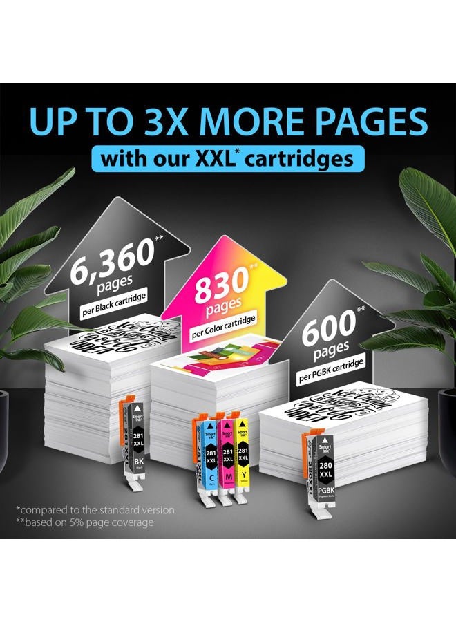 Smart Ink Compatible Ink Cartridge Replacement for Canon PGI-280XXL CLI-281XXL PGI 280 CLI 281 (PGBK & BK/C/M/Y 5 Pack Combo) for Pixma TS6120 TS6220 TS8120 TR7520 TR8520 TS9120 TS8220 TS9520 TS9521C - Image 5