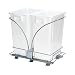 Household Essentials Chrome Steel Sliding Double Waste Bin with White Plastic Inserts - Image 2