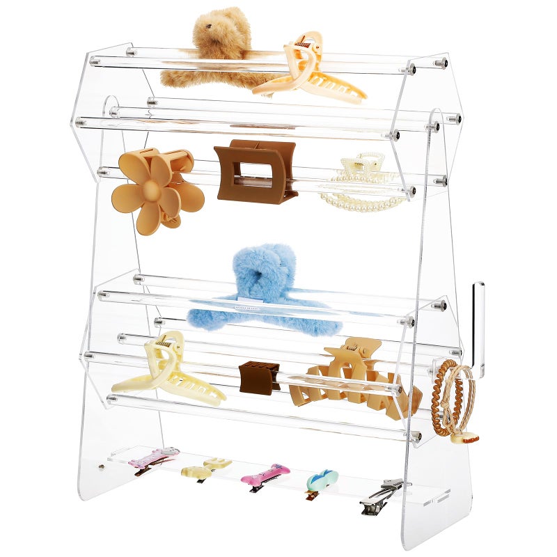 Lineshading Acrylic Claw Clip Holder 360 Degree Rotating Claw Clip Organizer Hair Accessories Organizer Storage Display Clear Stand for Women Vanity Dressing TableHexagonal Style