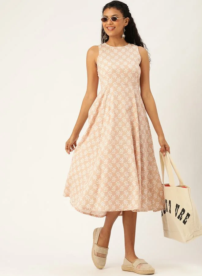 ساسافراس Leaf Printed Sleeveless Midi Dress by Styli