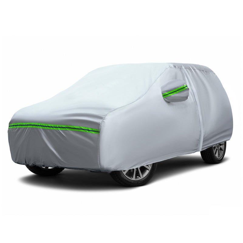 AUQDD 6Layers Premium SUV Car Cover Waterproof All Weather Weatherproof UV Sun Protection Snow Dust Storm Resistant Outdoor Exterior Custom FormFit Full Padded Car Cover with Straps 198208 K9