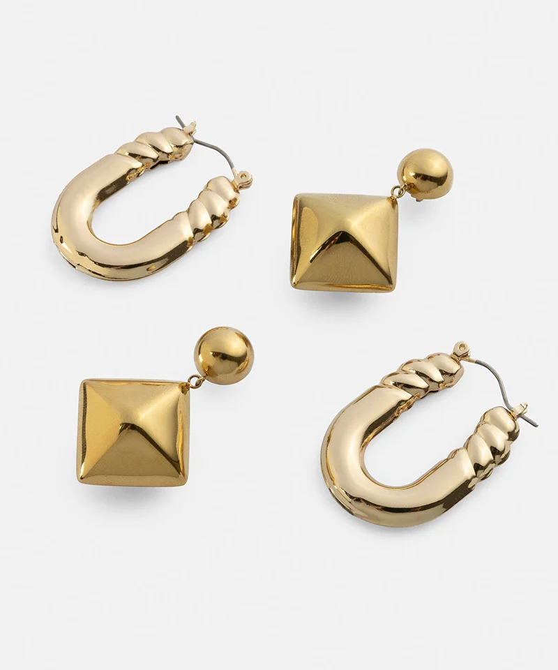 ابيكول Pack of Two Textured Earrings