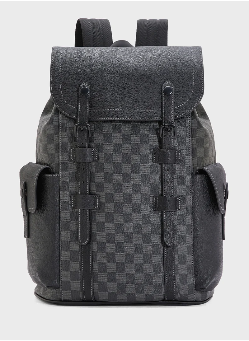 Robert Wood Premium Faux Leather Printed Backpack