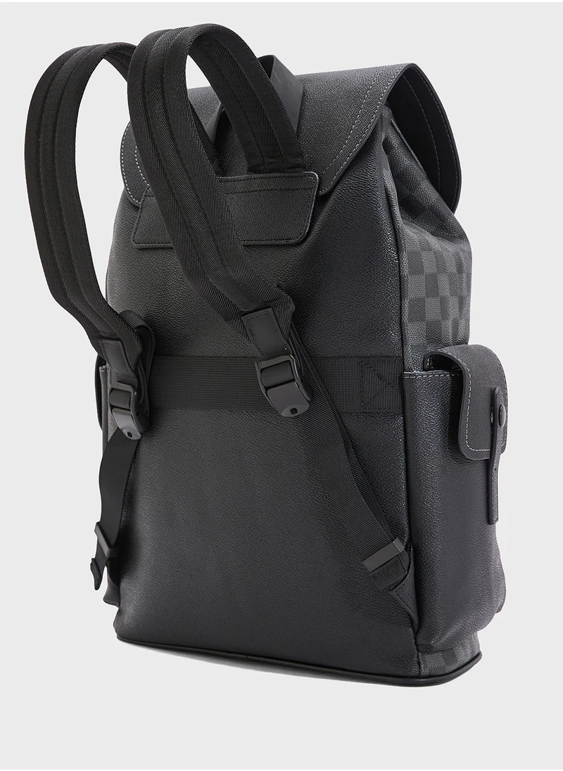 Robert Wood Premium Faux Leather Printed Backpack