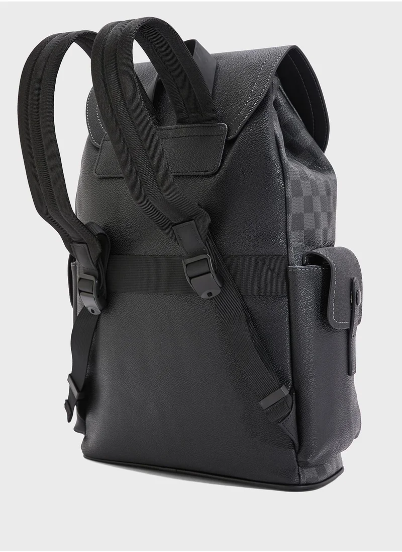 Robert Wood Premium Faux Leather Printed Backpack