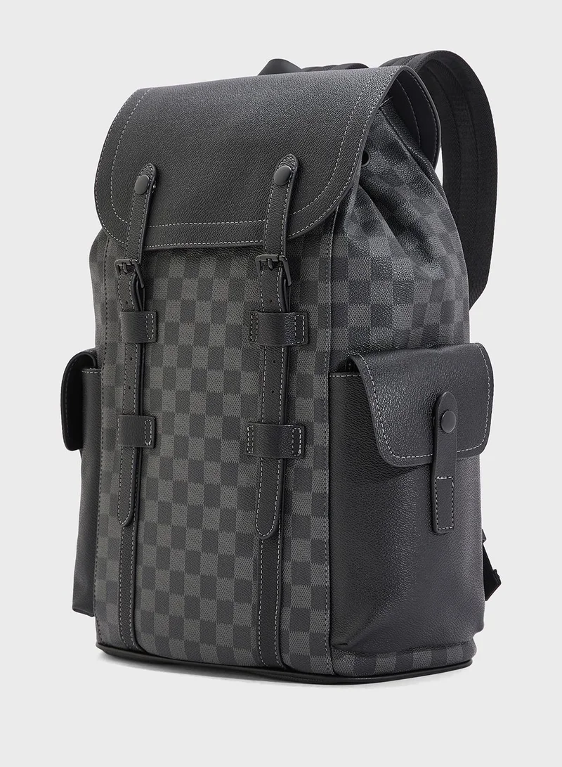 Robert Wood Premium Faux Leather Printed Backpack