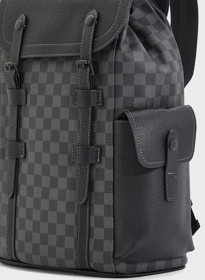 Robert Wood Premium Faux Leather Printed Backpack