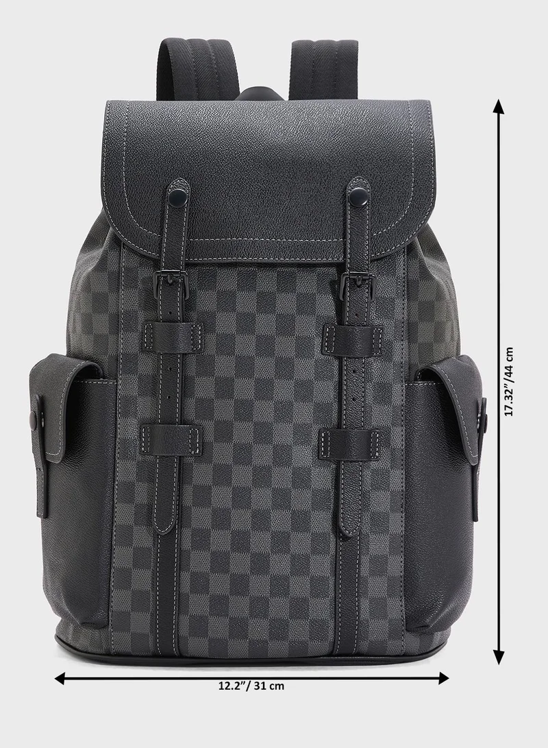 Robert Wood Premium Faux Leather Printed Backpack