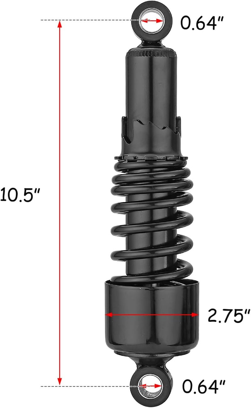 Mofun Preload Adjustable 10.5" Rear Shocks Lowering Kit for Harley Sportster 883 1200 (1988-2022), Gloss Black - Image 3