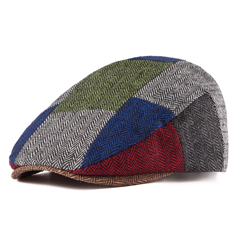 LADYBRO Herringbone Winter Hat for Men Newsboy Cap Paperboy (Patchwork 03, L/XL, 7 5/8) - Image 4