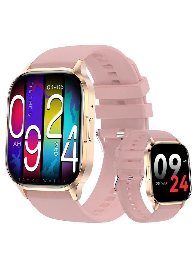 RollsTimi  Men's Smart Watch Women 2.01" AMOLED Waterproof Smartwatch,Fitness Tracker with Heart Rate Blood Pressure Sleep Monitor Activity Tracker for Android and iPhone - Pink - Image 1