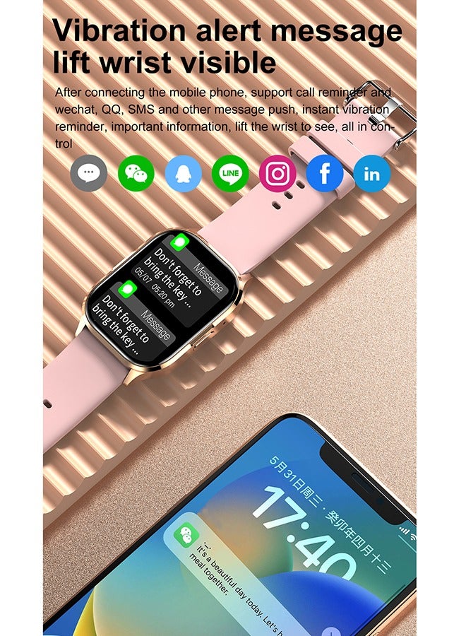 RollsTimi  Men's Smart Watch Women 2.01" AMOLED Waterproof Smartwatch,Fitness Tracker with Heart Rate Blood Pressure Sleep Monitor Activity Tracker for Android and iPhone - Pink - Image 4