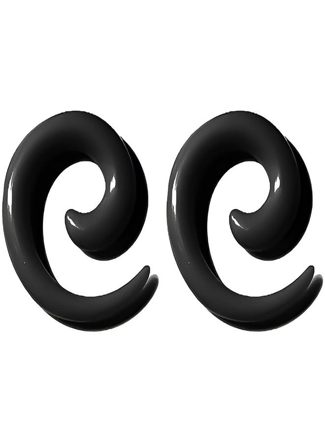 Decentraland 1 Pair Black 8 mm(0 G) Crescent Acrylic Spiral Snail Tapers Plugs Tunnel Ear Stretcher Expander Gauges Stretching Swirl Ears Tunnels Set Twist Plug Body Piercing Jewelry Women - Image 1