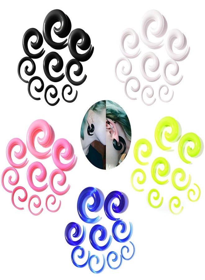 Decentraland 1 Pair Black 8 mm(0 G) Crescent Acrylic Spiral Snail Tapers Plugs Tunnel Ear Stretcher Expander Gauges Stretching Swirl Ears Tunnels Set Twist Plug Body Piercing Jewelry Women - Image 4