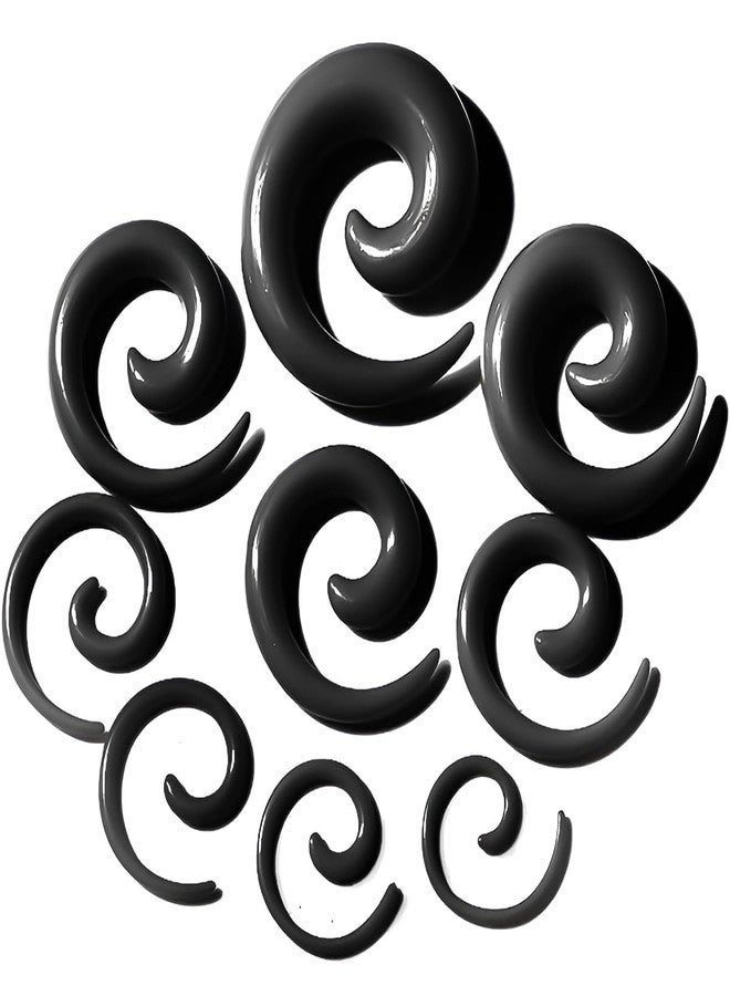 Decentraland 1 Pair Black 8 mm(0 G) Crescent Acrylic Spiral Snail Tapers Plugs Tunnel Ear Stretcher Expander Gauges Stretching Swirl Ears Tunnels Set Twist Plug Body Piercing Jewelry Women - Image 2