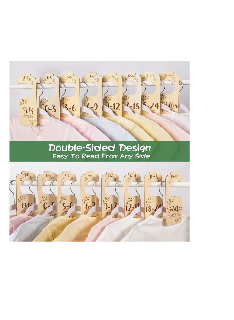 SYOSI Baby Closet Dividers for Clothes Organizer   Set of 8 Beautiful Wooden Double Sided Baby Clothes Size Hanger Organizers for Newborn to 24 Months for Nursery Decor - Image 5