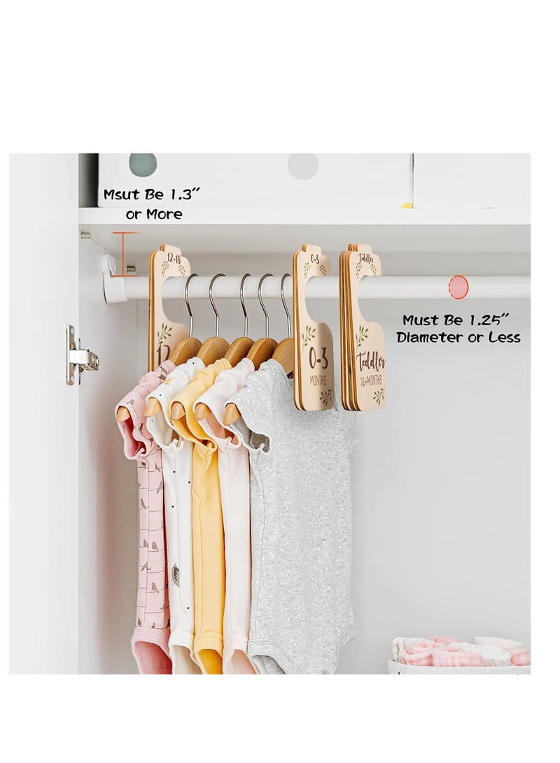 SYOSI Baby Closet Dividers for Clothes Organizer   Set of 8 Beautiful Wooden Double Sided Baby Clothes Size Hanger Organizers for Newborn to 24 Months for Nursery Decor - Image 3