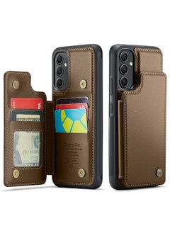 CaseMe Wallet Case for Samsung Galaxy A54, Premium Handmade Durable PU Leather Slim Shockproof Case with [Double Magnetic Clasp] [Card Holder] [Kickstand] [RFID Blocking] (Brown)  - Image 2