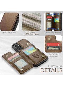 CaseMe Wallet Case for Samsung Galaxy A54, Premium Handmade Durable PU Leather Slim Shockproof Case with [Double Magnetic Clasp] [Card Holder] [Kickstand] [RFID Blocking] (Brown)  - Image 4