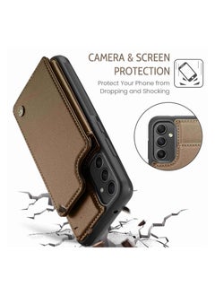 CaseMe Wallet Case for Samsung Galaxy A54, Premium Handmade Durable PU Leather Slim Shockproof Case with [Double Magnetic Clasp] [Card Holder] [Kickstand] [RFID Blocking] (Brown)  - Image 5