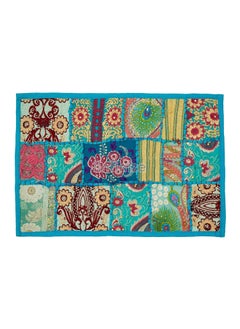 iinfinize iinfinize Kitchen Dining Placemats 12x18 Inch Cotton Vintage Table Mat Different Colors Patchwork Handmade Mats Traditional Dining Decor Table Cloth Turquoise  - Image 2