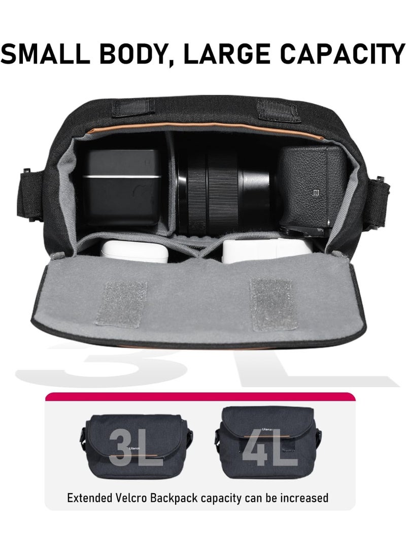 يولانزي حقيبة كاميرا ULANZI F02، حافظة كاميرا SLR/DSLR احترافية، حقيبة صغيرة أنيقة للتصوير الفوتوغرافي، حقيبة كتف للنساء والرجال متوافقة مع كاميرا Sony Canon Nikon Mirrorless خفيفة الوزن باللون الأسود - Image 3