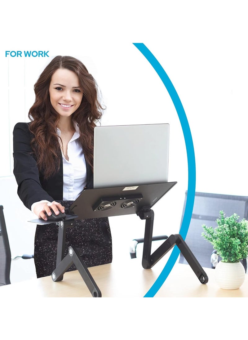 Generic - Stand for Laptop Ipad Books Two Cooling Fans USB Plug Laptop Table Laidback Computer Desk Portable Bed Tray Book Stand Multifunctional - Image 1