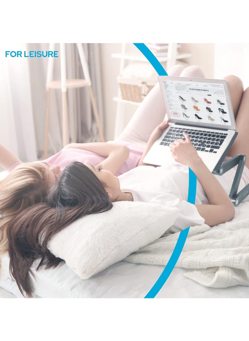 Generic - Stand for Laptop Ipad Books Two Cooling Fans USB Plug Laptop Table Laidback Computer Desk Portable Bed Tray Book Stand Multifunctional - Image 1
