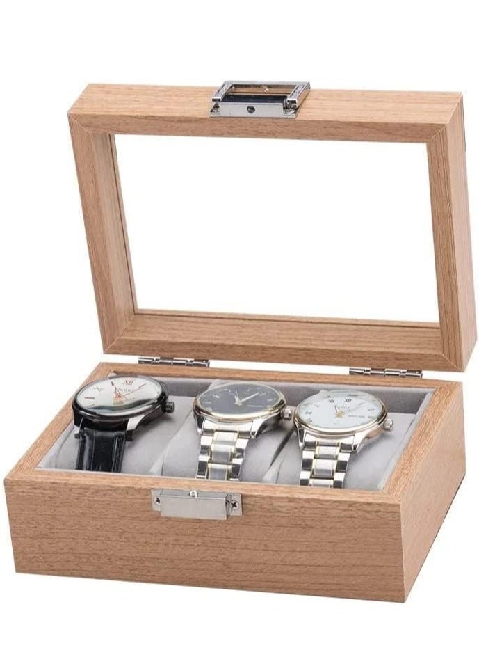 Generic - High Quality Wooden Organizer Box With Glass Cover for Jewelry Watches Organization -3 Sections - Image 1