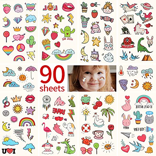 Metker Temporary Tattoos for Kids - 90 Sheets 1000+ Designs | Waterproof Temporary Tattoos toys for Birthday Party Favors, Group Activities | Educational & Safe Skin Art - Image 1