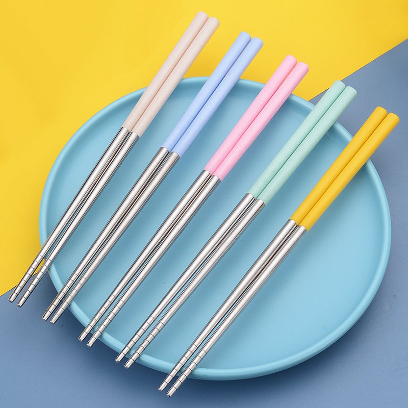 Wheat Straw 304 Stainless Steel Chopsticks Colorfulful Creative National Trend E-Commerce Durable - Image 2
