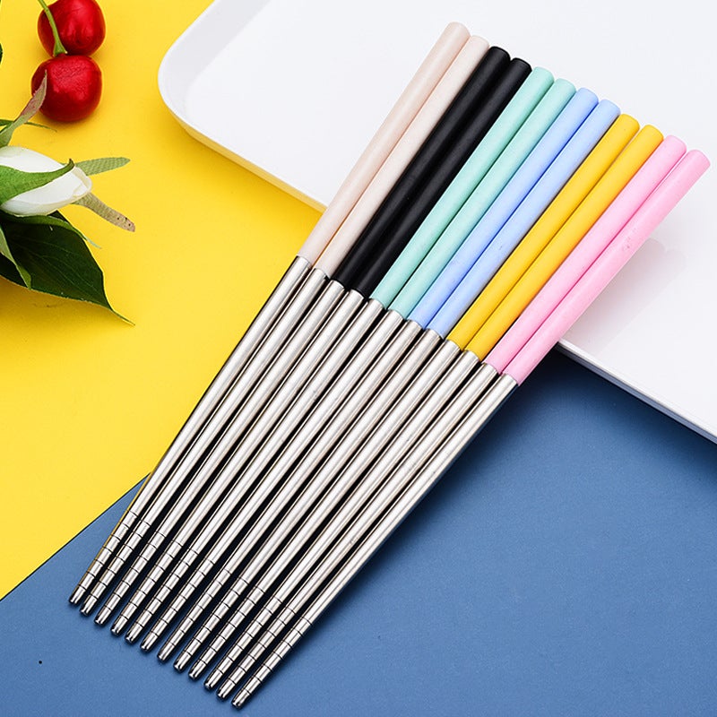 Wheat Straw 304 Stainless Steel Chopsticks Colorfulful Creative National Trend E-Commerce Durable - Image 5