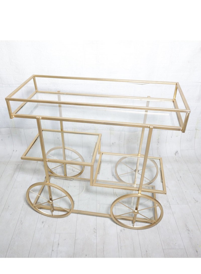 Guest serving trolley glass top