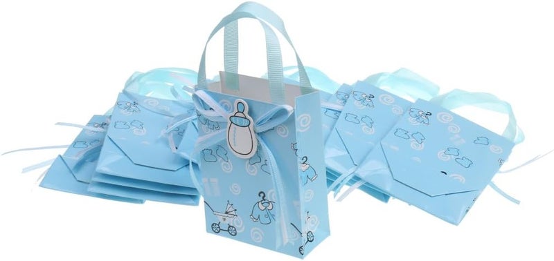 klarako 12 Pieces Blue Boy Baby Shower Candy Gift Bags Tote Birthday Party Favor Supplies - Image 2